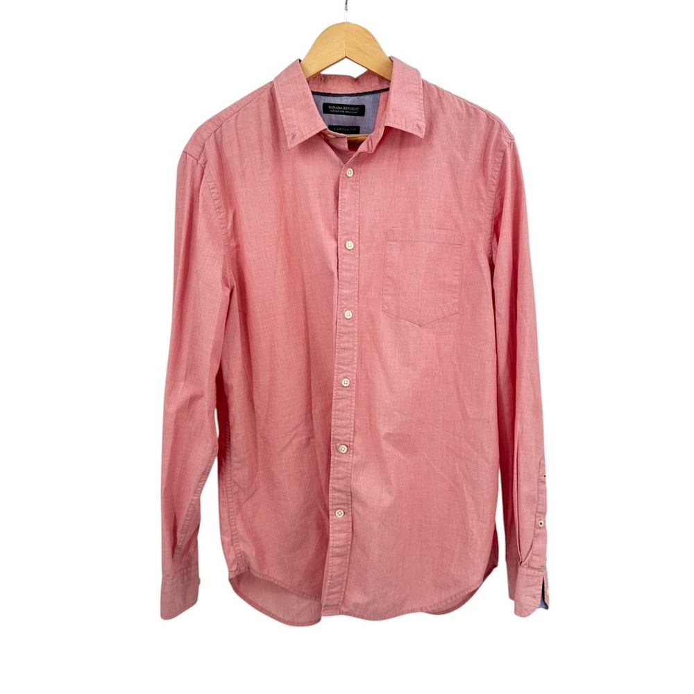 Banana Republic Cotton Camden Fit Button Down Shirt Men's Large Pink Travel